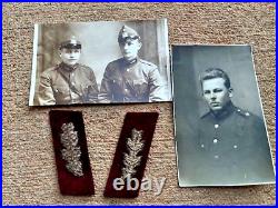 Vintage Latvian Republic Officer's Collar Tabs and 2 Soldiers Photos. 20-30s. Orig