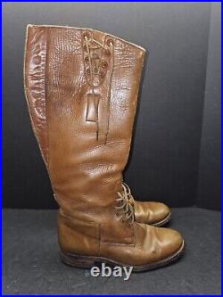 Vintage US Calvary Knee-High Riding Boots Military Officer Mens Sz 10 Cognac Tan
