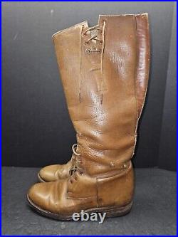 Vintage US Calvary Knee-High Riding Boots Military Officer Mens Sz 10 Cognac Tan