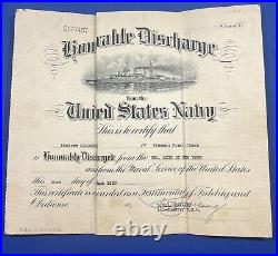 Vintage US Navy Honorable Discharge Certificates withFleet Reserve Certificate