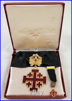 Vintage VATICAN Cased ORDER OF THE HOLY SEPULCHRE Commander CROSS & MINIATURE