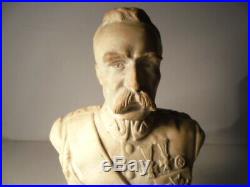Vintage WWI Poland's Marshal Jozef Pilsudski Bust Statue 1867-1935 Alabaster