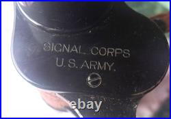 Vintage WWI US Army Signal Corps 6x30 Bausch & Lomb Binoculars With Leather Case
