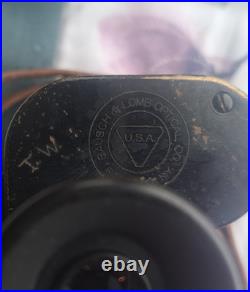 Vintage WWI US Army Signal Corps 6x30 Bausch & Lomb Binoculars With Leather Case