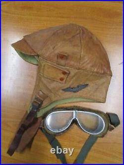 Vtg WW1 1918 Frank & Dunn Flight Helmet Strauss Goggles Pilot Wings & Photo Lot