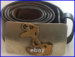 Vtg WWI US Navy Chief Petty Officer Leather Belt & Buckle withAnchor Rope Insignia