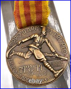 Vtg. World War 2 Italy Kingdom Eritrean Army Colonial Troops Bronze Medal 1936