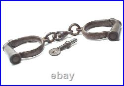 W. W. I ANTIQUE STANDARD SIZE HANDCUFFS With KEY