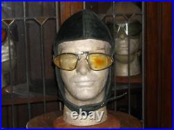 WW1 1930's GERMAN PILOTS FLIGHT FLYING HELMET & GOGGLES. Sz58