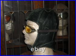 WW1 1930's GERMAN PILOTS FLIGHT FLYING HELMET & GOGGLES. Sz58