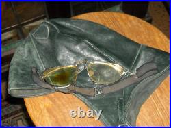 WW1 1930's GERMAN PILOTS FLIGHT FLYING HELMET & GOGGLES. Sz58