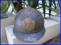 WW1 Czech M15 French Adrian steel helmet with badge