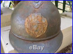 WW1 Czech M15 French Adrian steel helmet with badge