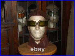WW1 GERMAN PILOTS FLIGHT FLYING HELMET & GOGGLES. Sz 7