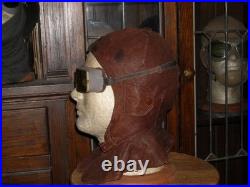 WW1 GERMAN PILOTS FLIGHT FLYING HELMET & GOGGLES. Sz 7