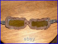 WW1 GERMAN PILOTS FLIGHT FLYING HELMET & GOGGLES. Sz 7