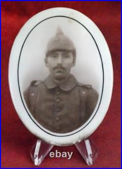 WW1 German soldier Porcelain KIA tombstone crucifix Grave Marker Portrait Photo