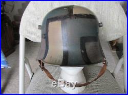 WW1 M16 German Camo Helmet Liner Chin Strap Stamped Medal Badge Military WW2 USA