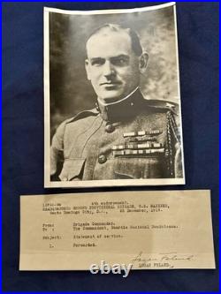WW1 Marine USMC General Logan Feland Belleau Wood Hero Photo + Autograph Marine
