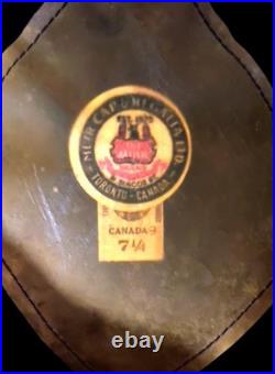 WW1-WW2 German Officer's Black Leather Muir Visor Cap, Strap + Wreath & Cockade