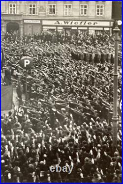 WW2 GERMAN LEADER'S RADIO BROADCAST to RALLY GRAZ, AUST. 2.20.38 PHOTO POSTCARD