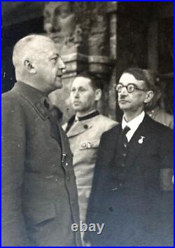 WW2 GERMAN MUNICH GAULEITER ADOLF WAGNER greets KARL FIEHLER PHOTO POSTCARD RPPC