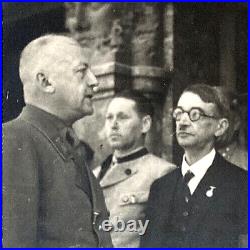 WW2 GERMAN MUNICH GAULEITER ADOLF WAGNER greets KARL FIEHLER PHOTO POSTCARD RPPC
