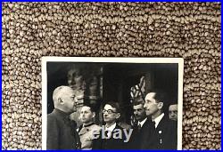 WW2 GERMAN MUNICH GAULEITER ADOLF WAGNER greets KARL FIEHLER PHOTO POSTCARD RPPC