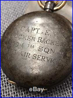 WWI Ace Pilot CAPT EDDIE RICKENBACKER Pocket Watch US Air Service 94th SQN