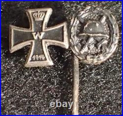 WWI Imperial German Iron Cross 1st & Wound Badge 3rd Cl Lapel Stick Pin 1920's