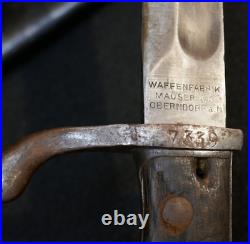 WWI Imperial German M1889/05 Mauser Bayonet Weimar Republic Cut Down Reissued