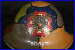 WWI U. S. Veterans of Foreign Wars VFW M1917 Camouflage Helmet Post-War Doughboy