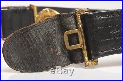 WWI-WWII Era Navy Officer Leather Sword Belt & Gold-Washed Buckle Eagle Anchor