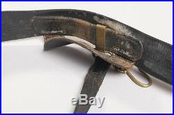 WWI-WWII Era Navy Officer Leather Sword Belt & Gold-Washed Buckle Eagle Anchor