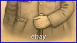 WWII Imperial Japanese Army Captain Portrait Hanging Scroll Medal Military Art