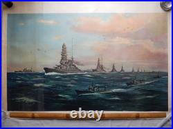 WWII Imperial Japanese Navy Combined Fleet Battleships 1935 Large Color Print