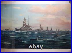 WWII Imperial Japanese Navy Combined Fleet Battleships 1935 Large Color Print