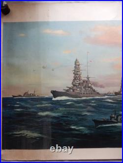 WWII Imperial Japanese Navy Combined Fleet Battleships 1935 Large Color Print