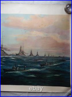WWII Imperial Japanese Navy Combined Fleet Battleships 1935 Large Color Print