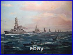WWII Imperial Japanese Navy Combined Fleet Battleships 1935 Large Color Print
