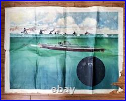 WWII Imperial Japanese Navy Large Submarine Attack Poster / Wartime Propaganda