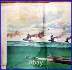 WWII Imperial Japanese Navy Large Submarine Attack Poster / Wartime Propaganda