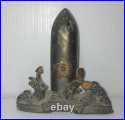 WWII Imperial Japanese Navy Shell Vase Anchor Sakura Metal Ornament Signed
