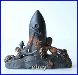 WWII Imperial Japanese Navy Shell Vase Anchor Sakura Metal Ornament Signed
