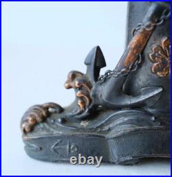 WWII Imperial Japanese Navy Shell Vase Anchor Sakura Metal Ornament Signed