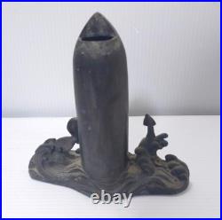 WWII Imperial Japanese Navy Shell Vase Anchor Sakura Metal Ornament Signed
