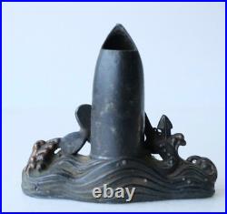 WWII Imperial Japanese Navy Shell Vase Anchor Sakura Metal Ornament Signed