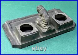 WWII Imperial Japanese Shanghai Incident Veteran Lion Inkstand Trophy