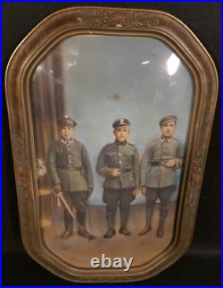 WWII Polish Army Officers Colorized Bubble Glass Framed Photograph 14 x 22 Inch