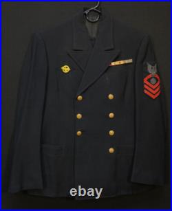 WWII USN Navy CPO Chief Electricians Mate Service Uniform Bullion & 2 Trousers